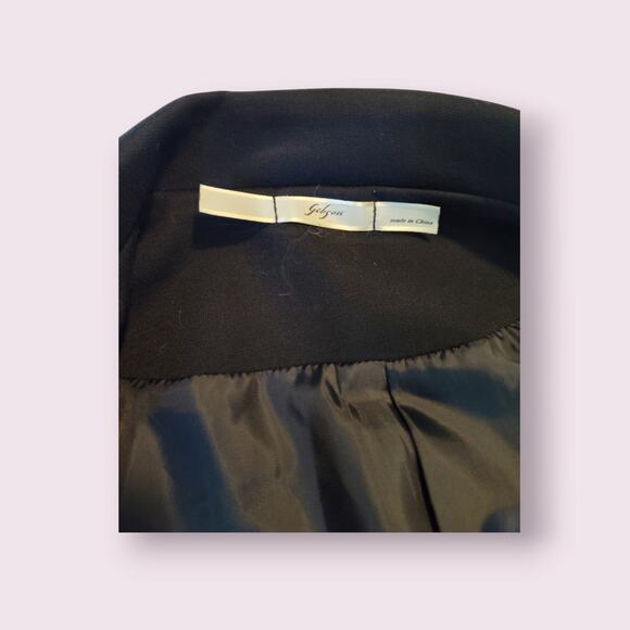 Nordstrom Gibson Women's Black‎ Rouched Sleeve Double Breasted Blazer Size Large - Picture 8 of 9